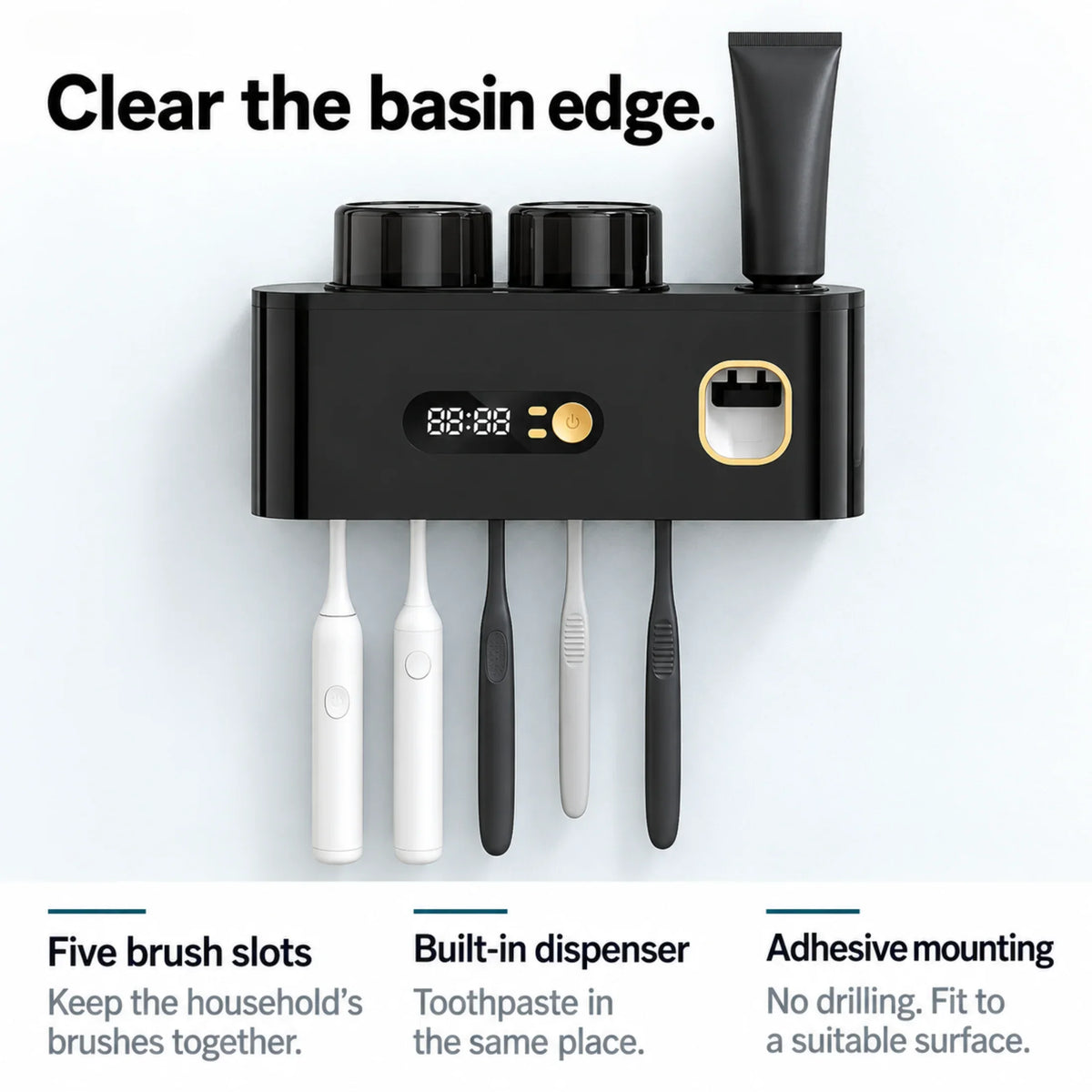 Wall-Mounted UV Toothbrush Holder